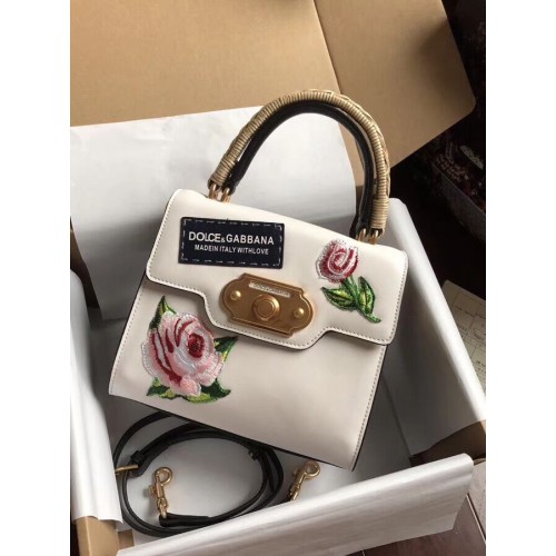 Dolce & Gabbana SICILY Krizantém Borjúbőr Táska 5588-2 Fehér