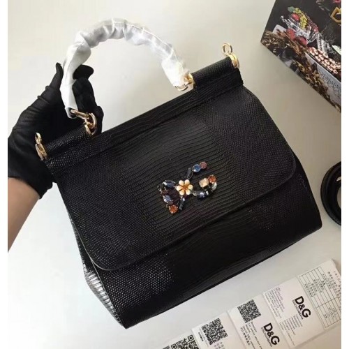 Dolce & Gabbana SICILY gyíkmintás táska BB4137 fekete