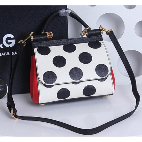 Dolce & Gabbana Kis SICILY Krizantém Borjúbőr Táska DG29877 Fekete-Fehér