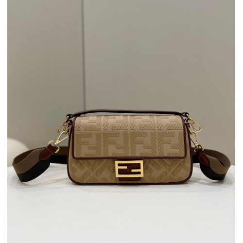 FENDI BAGUETTE CHAIN FF szövettáska 8BR600A barna