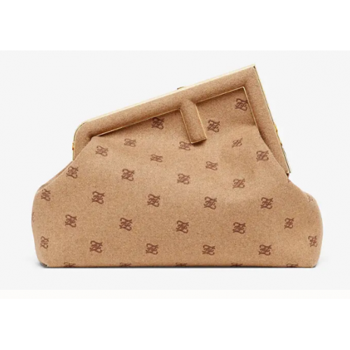 FENDI FIRST MEDIUM flanel táska hímzéssel 8BP127A Bézs