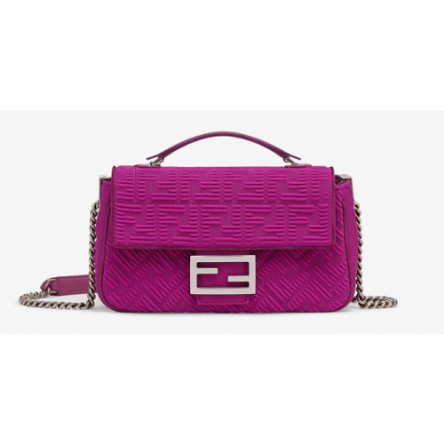 FENDI MIDI BAGUETTE LÁNCOS FF szövettáska 8BR793 Lila