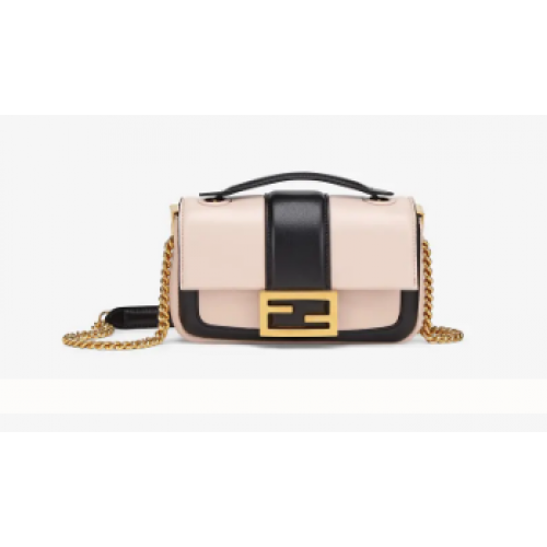 FENDI MINI BAGUETTE LÁNC Rózsaszín és fekete nappabőr táska 8BS045A