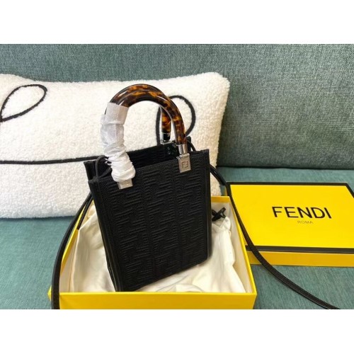 FENDI MINI SUNSHINE SHOPPER FF szövet minitáska 8BS051AG fekete