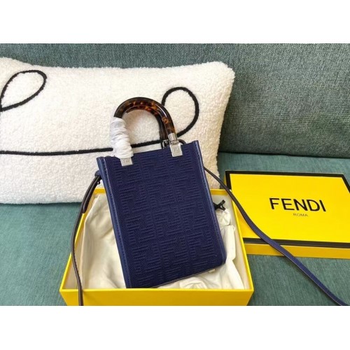 FENDI MINI SUNSHINE SHOPPER FF szövet minitáska 8BS051AG sötétkék