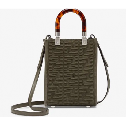 FENDI MINI SUNSHINE SHOPPER FF szövet minitáska 8BS051AG zöld