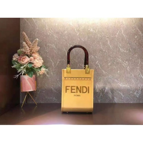 FENDI MINI SUNSHINE SHOPPER bőr minitáska 8BS051ABV sárga