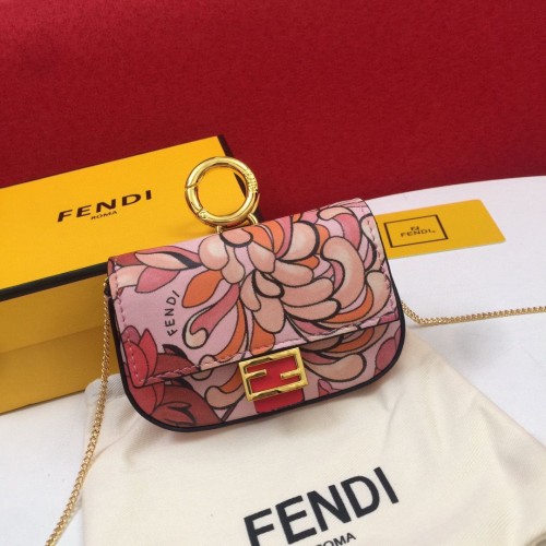 FENDI NANO BAGUETTE CHARM Nappa Eredeti Bőr Táska 7AR844 Virágmintás