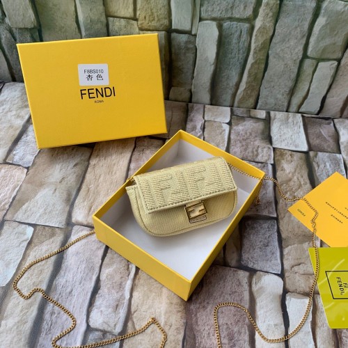 FENDI NANO BAGUETTE CHARM Nappa vászontáska 7AR844 Sárga