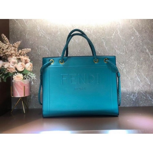 FENDI PACK KÖZEPES MÉRETŰ BEVÁSÁRLÓTÁSKA bőr táska F1508 kék