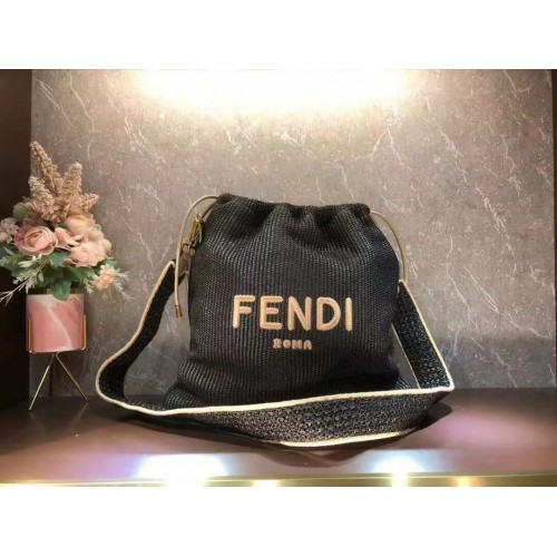 FENDI PACK SMALL POUCH Fonott szalmatáska F1529 fekete