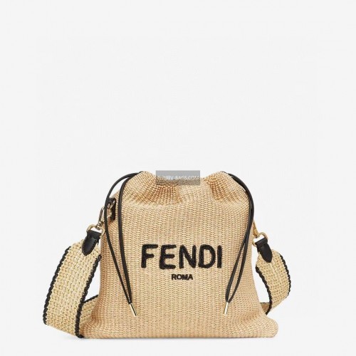 FENDI PACK SMALL POUCH Fonott szalma Nagyméretű táska F1529 barna