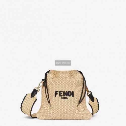 FENDI PACK SMALL POUCH Fonott szalmatáska F1529 barackszínű