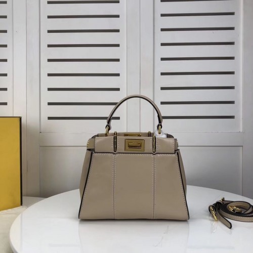 FENDI PEKABOO ICONIC MINI KRÉM Bőr Táska 8BN244