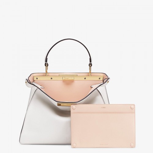 FENDI PEEKABOO ISEEU KÖZEPES BŐR SZÁLLÍTÓ TÁSKA F1392 FEHÉR