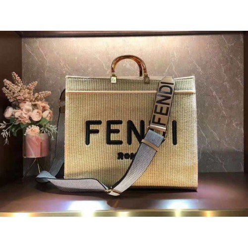 FENDI PEEKABOO X-TOTE FF szövésű táska 8BH376 barna