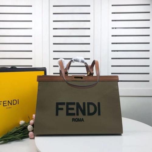 FENDI PEEKABOO X-TOTE vászontáska 8BH374B zöld
