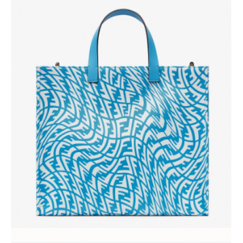 FENDI SHOPPER Kék mázas vászontáska 8BH357AFL