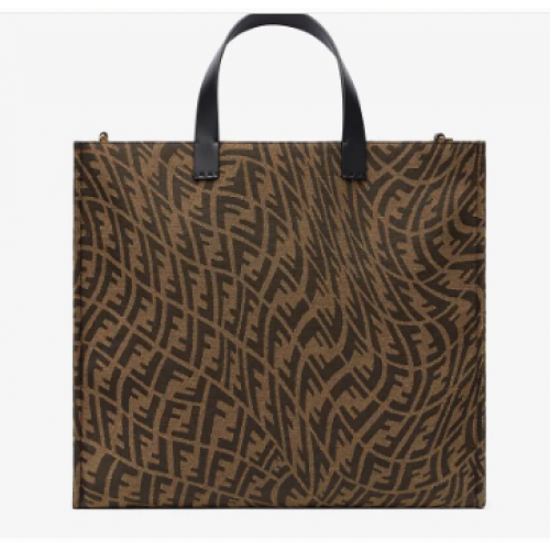 FENDI SHOPPER Barna jacquard FF Vertigo táska 8BH357A