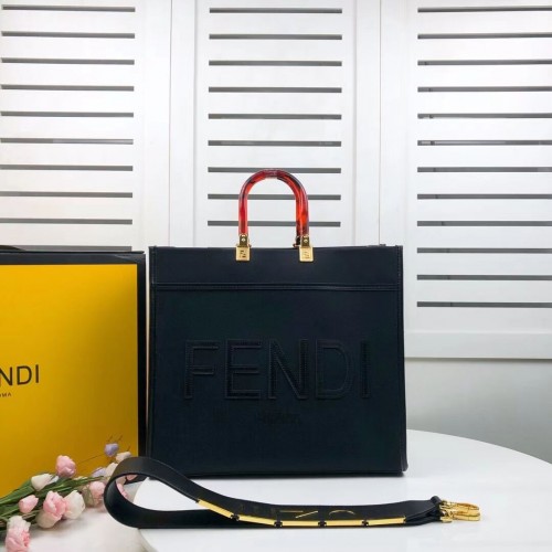 FENDI SUNSHINE LARGE flanel bevásárlótáska 8BH371 fekete
