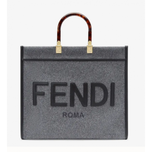 FENDI SUNSHINE LARGE flanel bevásárlótáska 8BH371 szürke