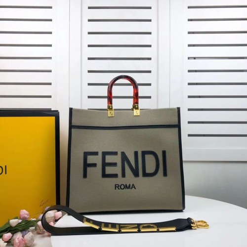 FENDI SUNSHINE LARGE flanel bevásárlótáska 8BH371 zöld