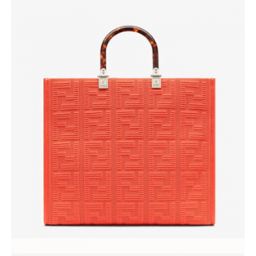 FENDI SUNSHINE MEDIUM FF szövet bevásárlótáska 8BH386A piros