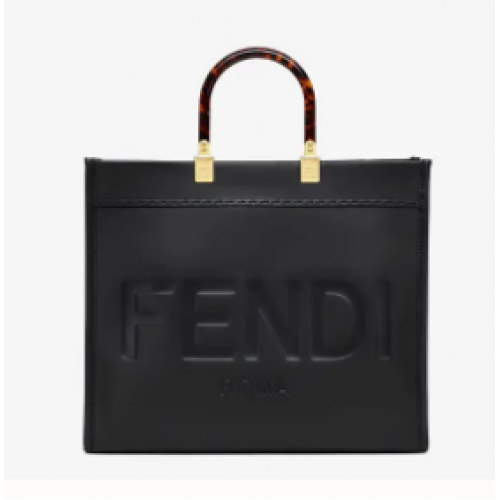 FENDI SUNSHINE MEDIUM fekete bőr bevásárlótáska 8BH386A