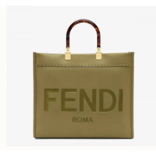 FENDI SUNSHINE MEDIUM zöld bőr bevásárlótáska 8BH386A