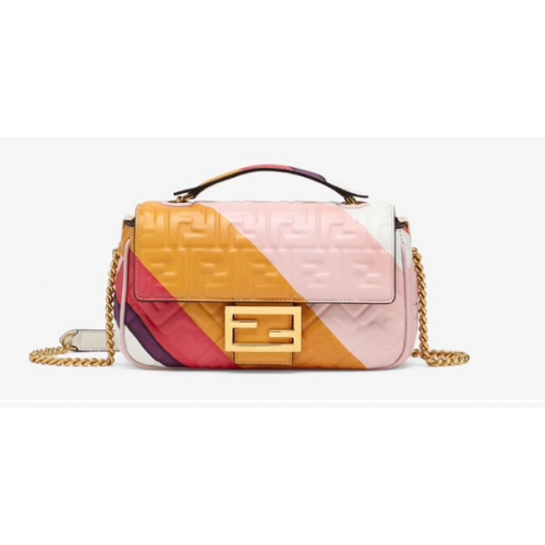 Fendi Baguette Láncos Midi Bőr Táska Többszínű Mintával 8BR6525