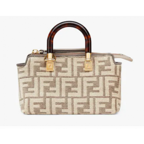 Fendi By The Way Mini Kis Boston táska galambszürke gobelin anyagból 8BS067A