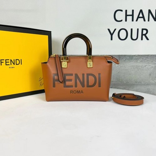 Fendi By The Way Mini Kis bőr Boston táska 8BS067A barna