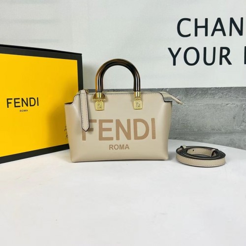 Fendi By The Way Mini Kis bőr Boston táska 8BS067A galambszürke