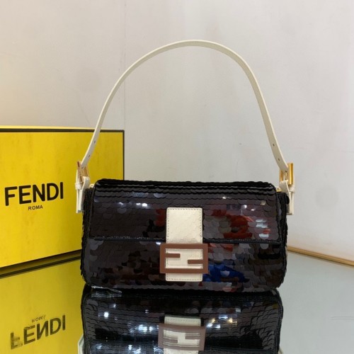 Fendi FF Baguette Arany Fém Flitteres Hímzés Táska 2017 Fekete