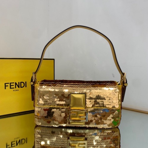 Fendi FF Baguette Arany Fém Flitteres Hímzés Táska 2017 Arany
