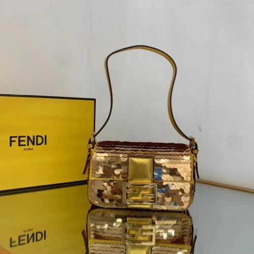Fendi FF Baguette mini arany fém flitteres hímzésű táska 2016 arany