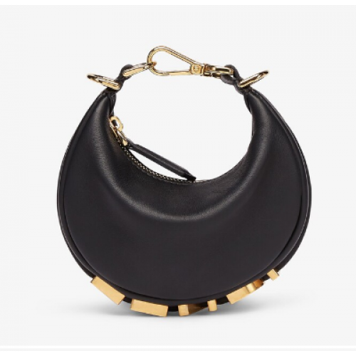 Fendi Nano Fendigraphy fekete bőr medál 7AS089A