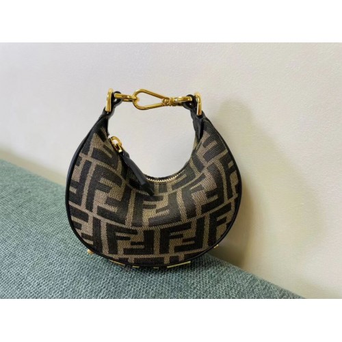 Fendi Nano Fendigraphy szövettáska medál 8BR5527 barna