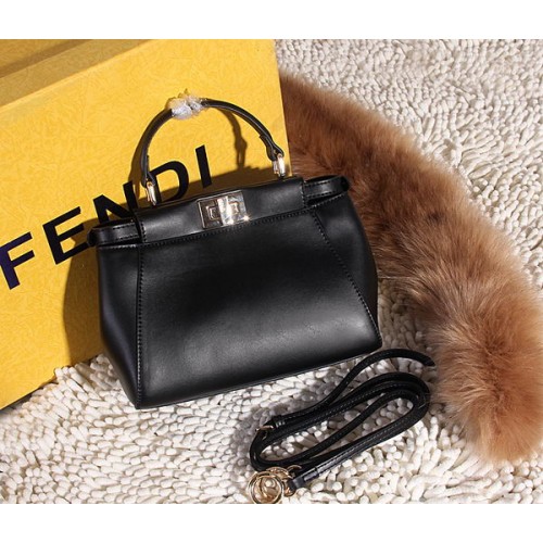 Fendi Peekaboo Táska Sima Bőr FD6035 Fekete