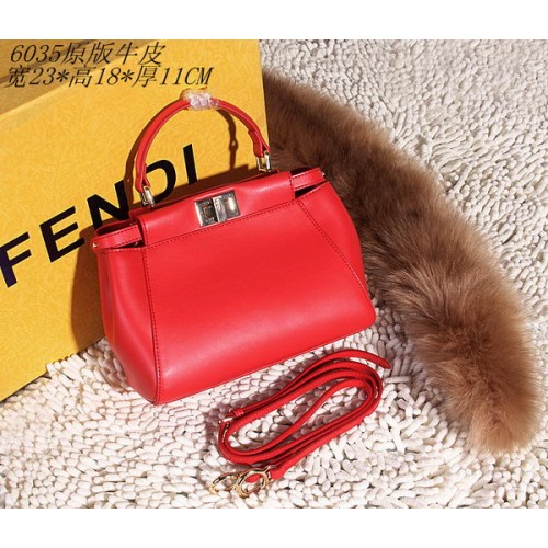 Fendi Peekaboo Táska Sima Bőr FD6035 Piros