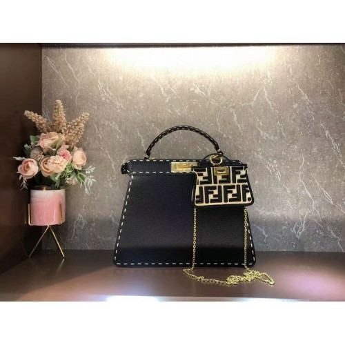 Fendi Peekaboo ISeeU Közepes Bőr Táska F8637 Fekete