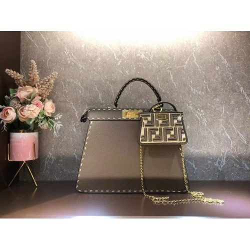 Fendi Peekaboo ISeeU KÖZEPES bőr táska F8637 szürke