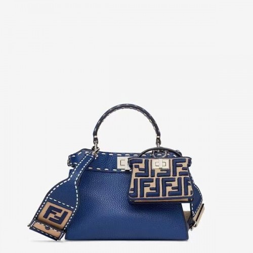 Fendi Peekaboo ISeeU Kis bőr táska F8636 kék