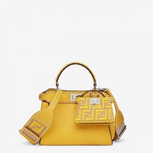Fendi Peekaboo ISeeU Kis bőr táska F8636 sárga