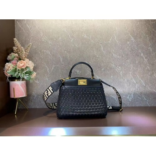 Fendi Peekaboo Mini fonott bőrtáska 8BN244A fekete