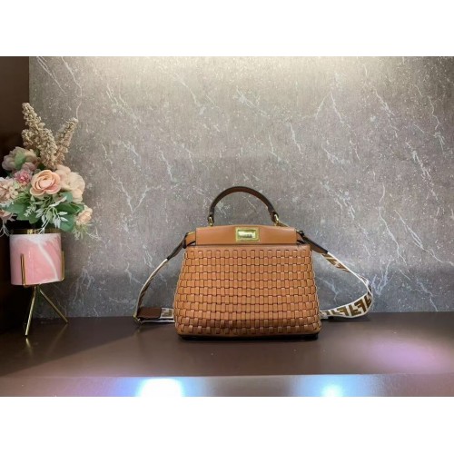Fendi Peekaboo Mini fonott bőrtáska 8BN244A barna