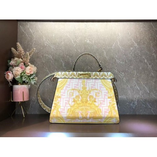 Fendi Peekaboo mintás selyem táska F1951 rózsaszín