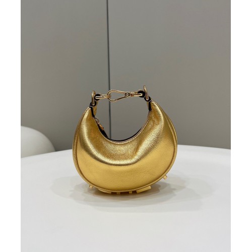 Fendi Praphy Eredeti Bőr Nagy FENDI Logós Mini Táska 80056S Arany