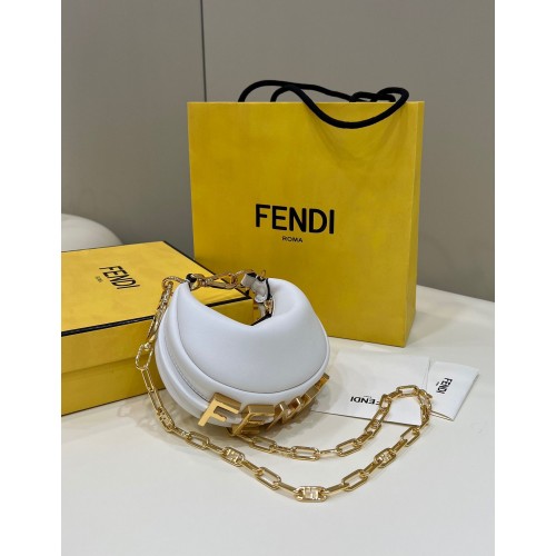 Fendi Praphy Eredeti Bőr Nagy FENDI Logós Mini Táska 80056S Fehér