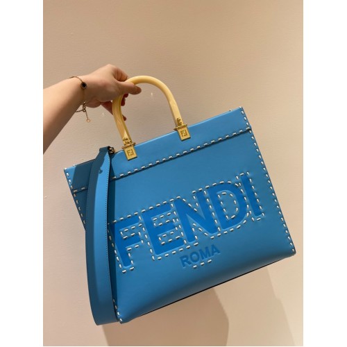 Fendi Sunshine középkék bőr bevásárlótáska 8BH386A